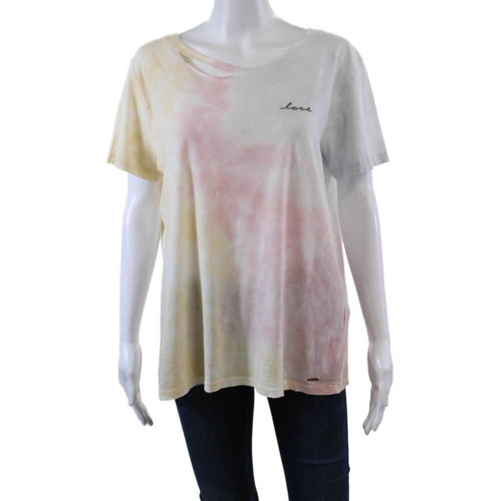 Philanthropy Womens Short Sleeve Tie Dyed Love Tee Shirt Multicolored Medium